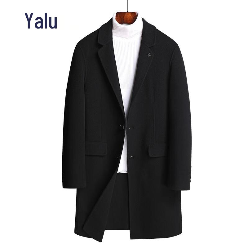 YaLu Men s Winter Notched Lapel Double-Faced Overcoat L