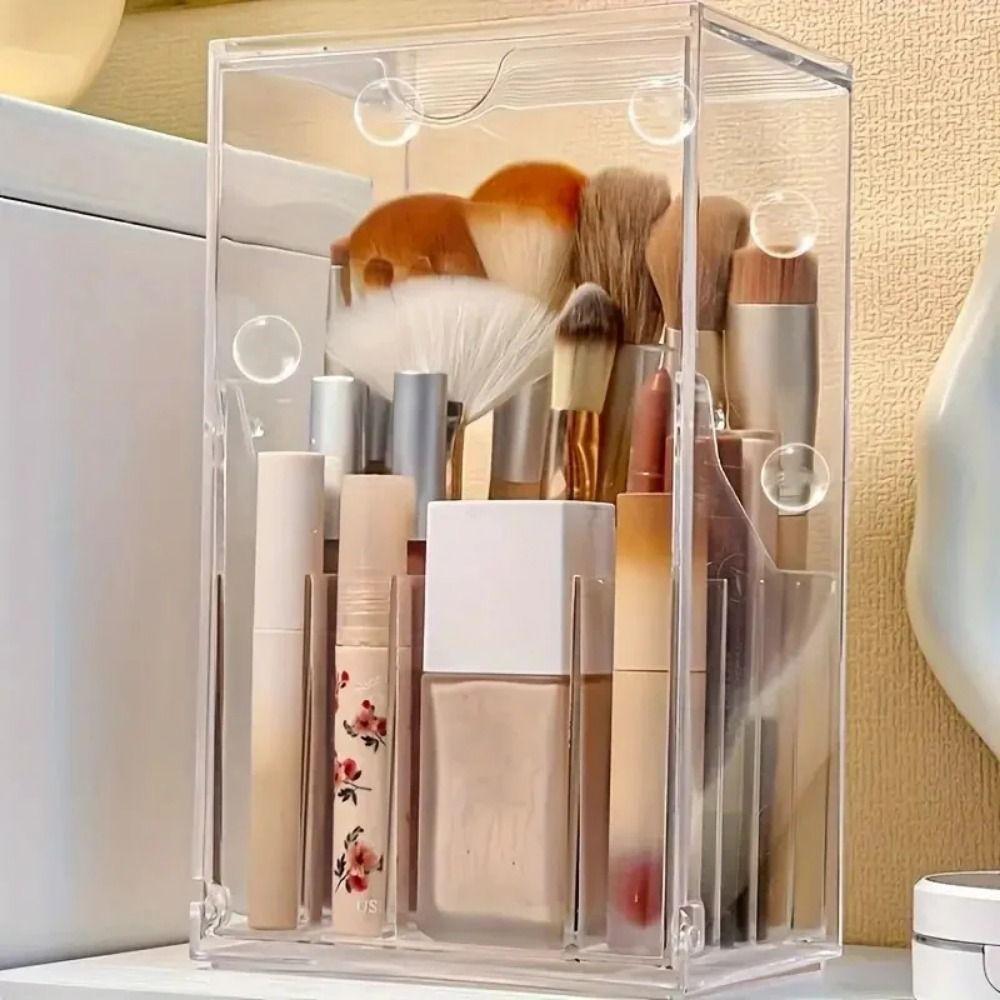 Transparent Makeup Display Rack with Lid Cosmetics Tools Organizer Bathroom