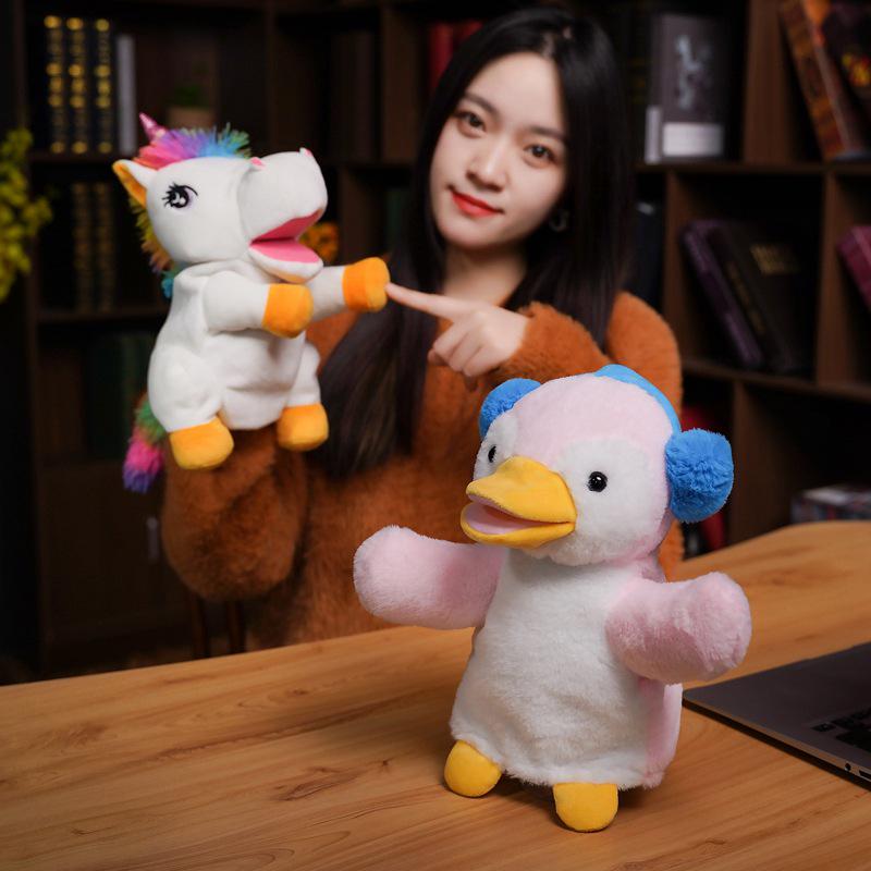 Einhorn Hahn Handpuppe Plüschtier für Kindertheater
