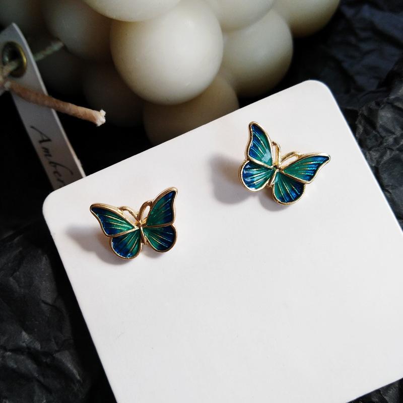Stud Earrings for Women Enamel Oil Butterfly Earrings Cute Sweet Korean Small Jewelry aretes de pendientes brincos