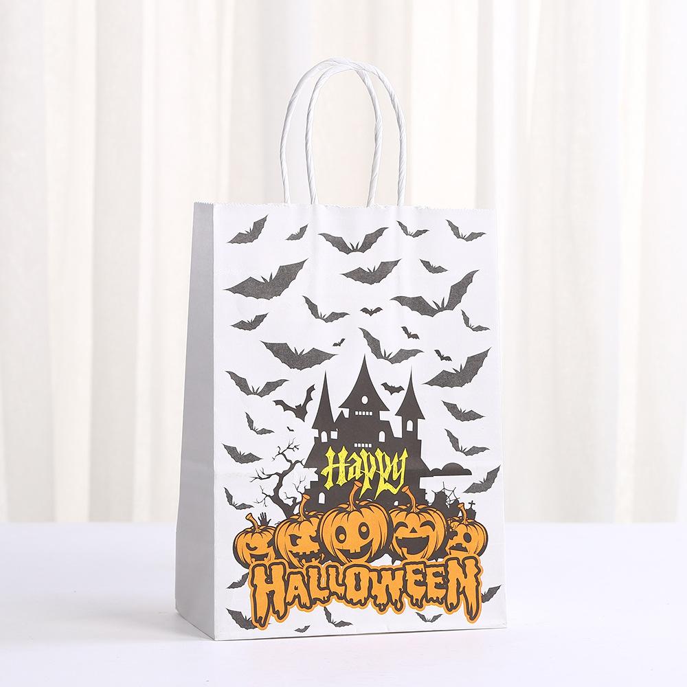 StoBag, Happy Spooky Halloween Gift Bags, Carrying Candy Snack, for Party Supplies, Trick or Treat, Reusable Paper, 12/30pcs