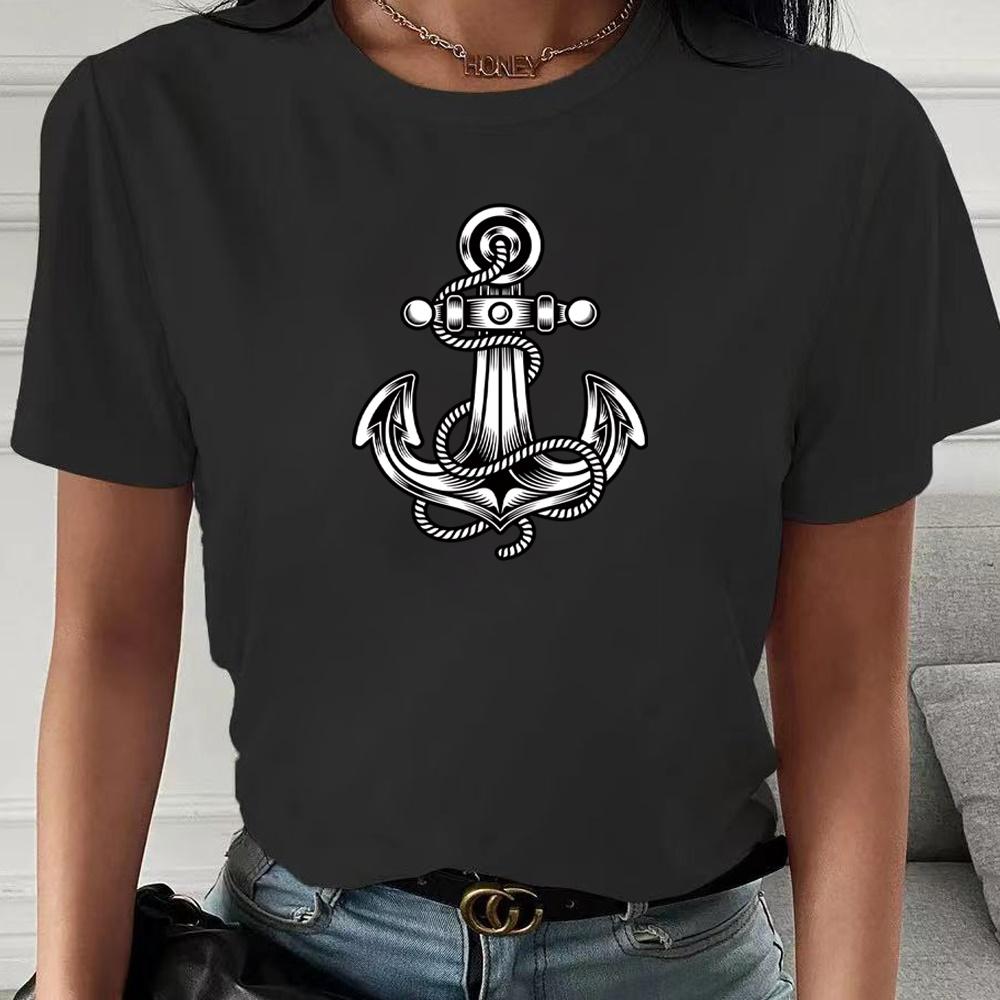 2023 Fashion Trend New T-shirt Skull Printed Female O-neck T Shirt Casual Harajuku Crew Neck  Ladies Tshirt Hip Hop Streetwear