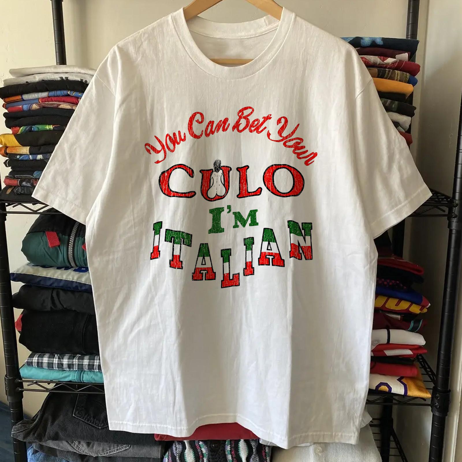 I m Italian Culo Washed T-Shirt White L M