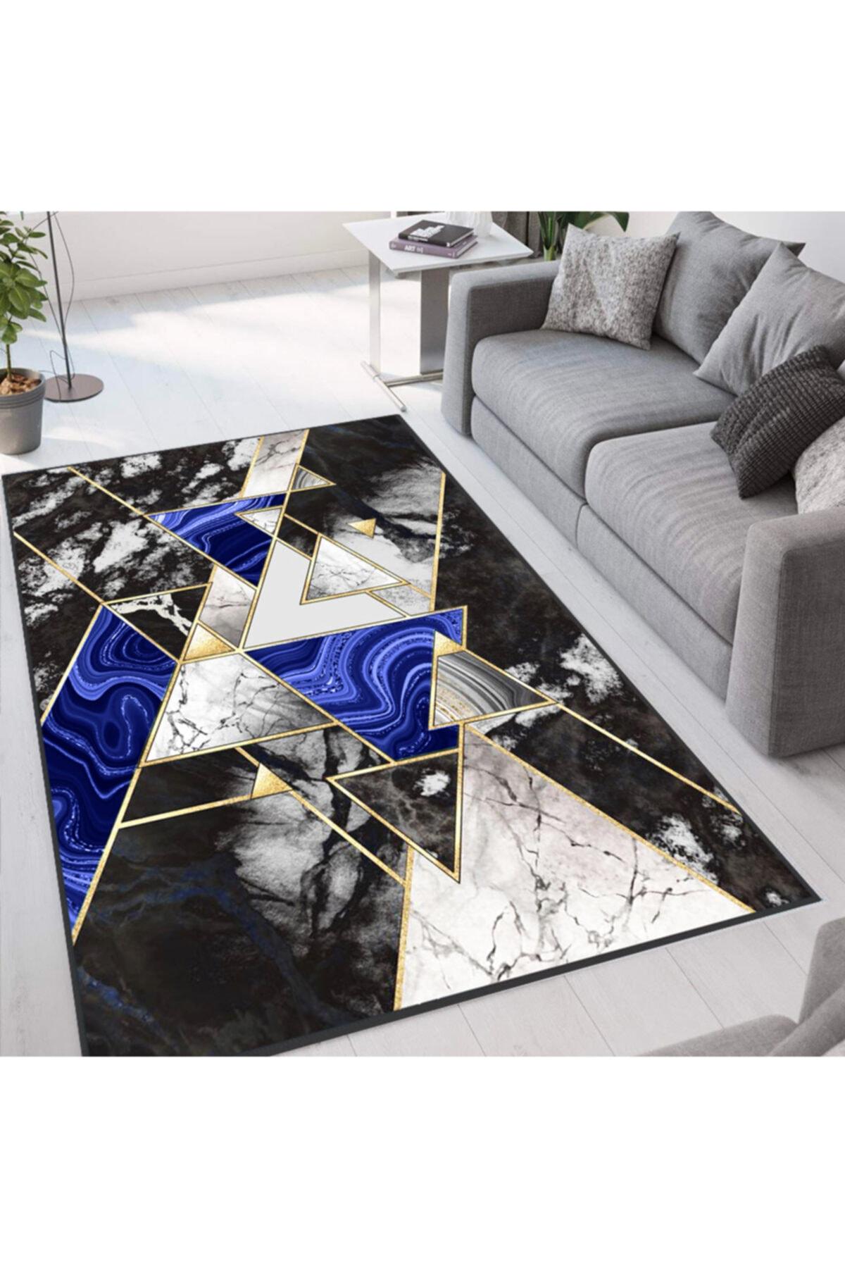 

Rovigo Home Моющийся ковер с принтом RVG1297 50x80 синий