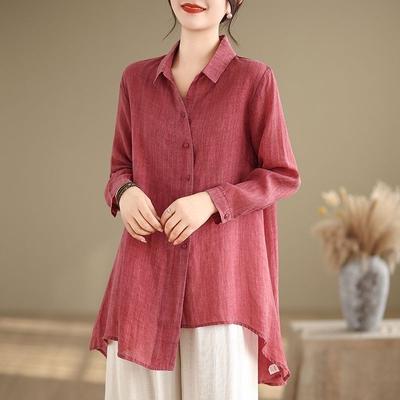 Dopamine Wear This Spring and Summer New Medium and Long Irregular Casual Temperament Outer Wear Shirt Top