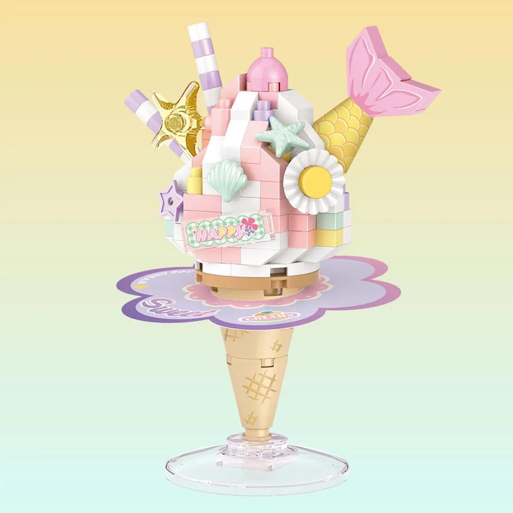 Cute Bear Cake Ice Cream Burger Desktop Decoration, Building Blocks, Birthdays Gift, Christmas Gifts