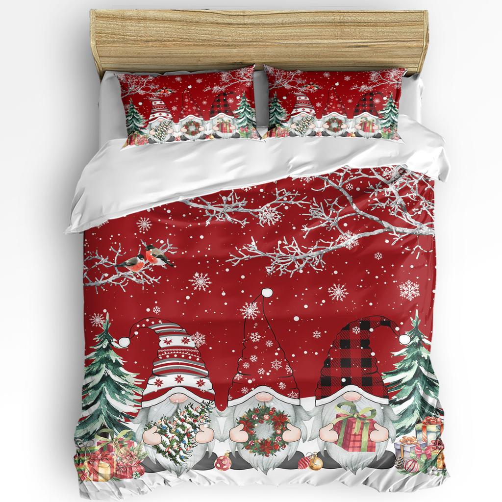 Vánoční Vločka Modrá 3dílná Ložní Sada Pro Dvojlůžko Domácí Textil Povlak na Přikrývku Prošívaná Přikrývka Povlak na Polštář