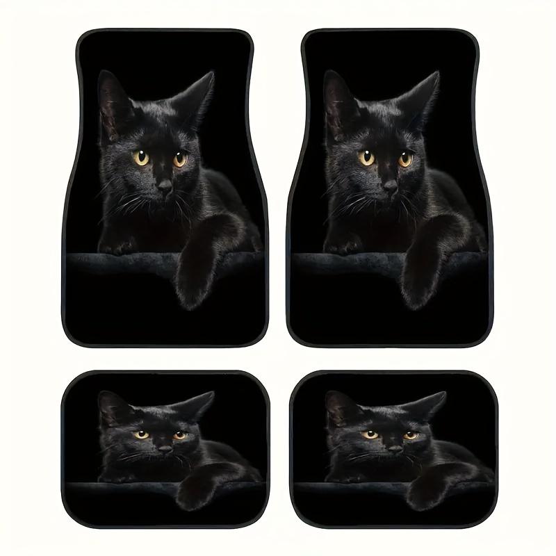 

Car Mats 4pcs Black Cat Print, Stylish and Simple, Easy to Clean, All-Season Universal Fit for Various Car Models 4pcs