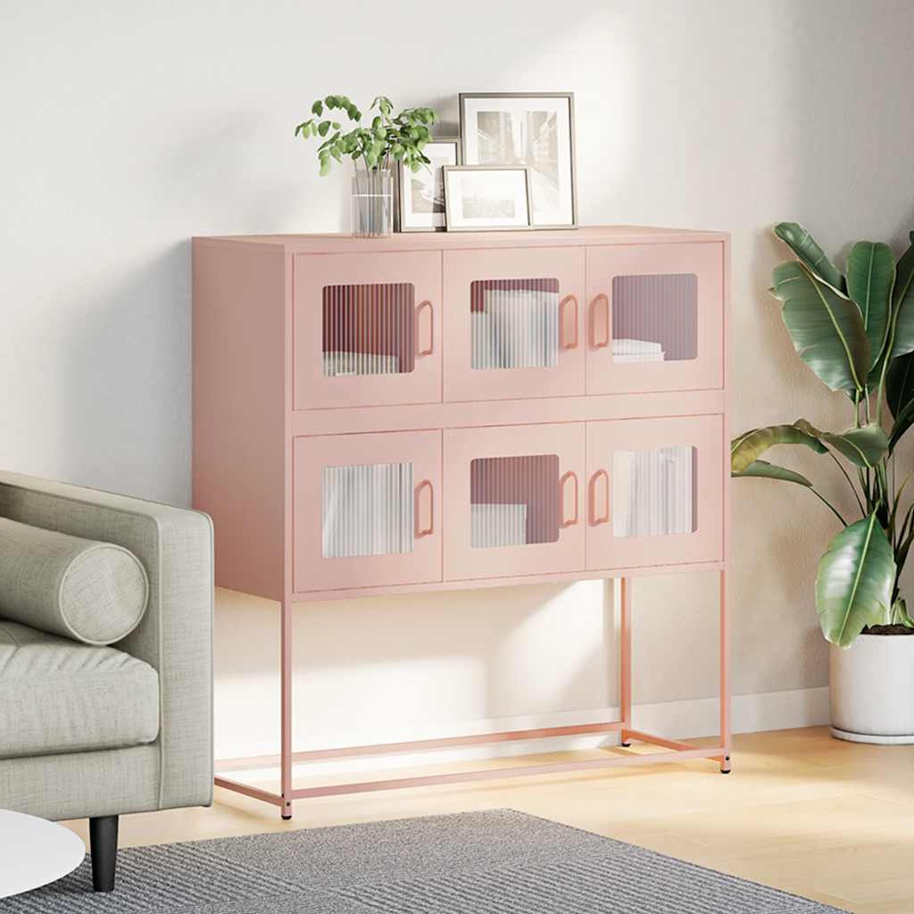 Sideboard Pink 100.5 X 39 X 107 Cm Cold Rolled Steel