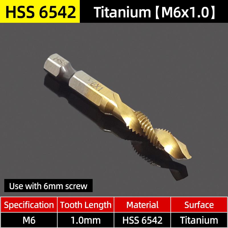 Hex Screw Thread Metric Tap Drill Bits Set HSS Titanium Composite Countersink Drill Reamer Metal Tapping Chamfering Tool Kit