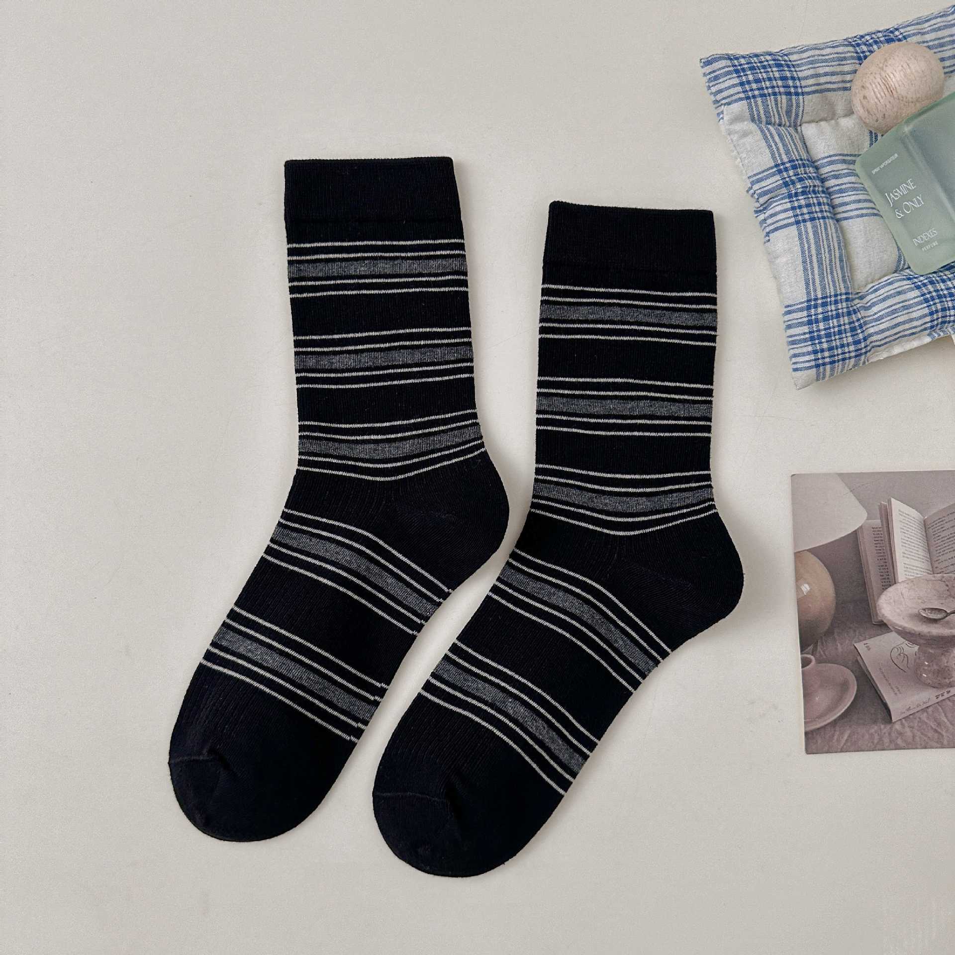 

Grey Socks Women S Mid-Leg Socks Cotton Socks Striped Stack Socks Socks Women S Trendy Socks Cotton Autumn One size fits all чорний