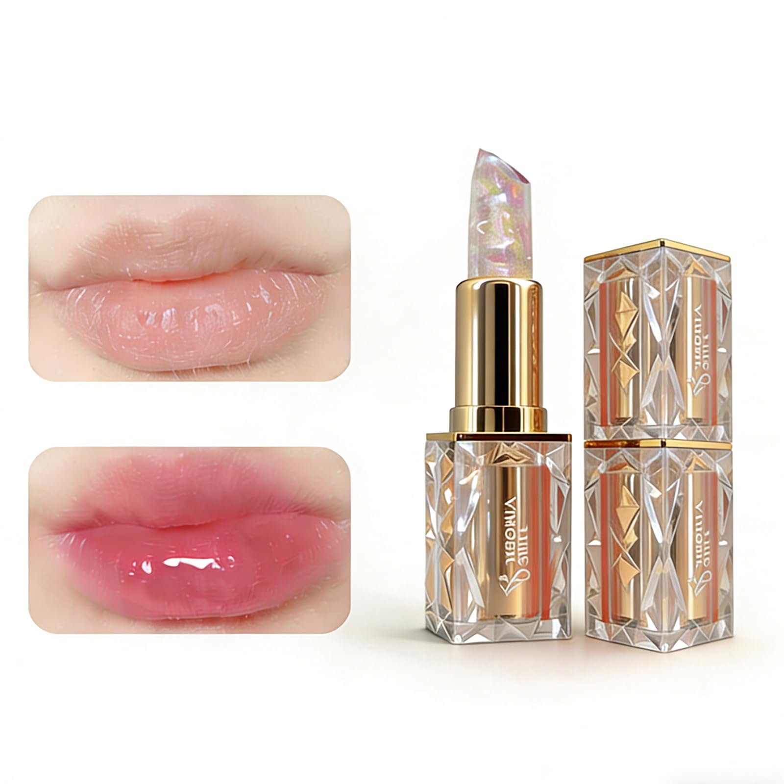 Lynlyulinger Temperature-Changing Lipstick, Color-Changing Jelly Lipstick, Glossy Lipstick, Natural Color, Long-Lasting Moisture Retention, Natural