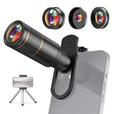 4-in-1 Telefon Objektiv Kit Externe Telefon Kamera Objektiv Set mit 22X Teleobjektiv & 205 grad Fisheye Objektiv &