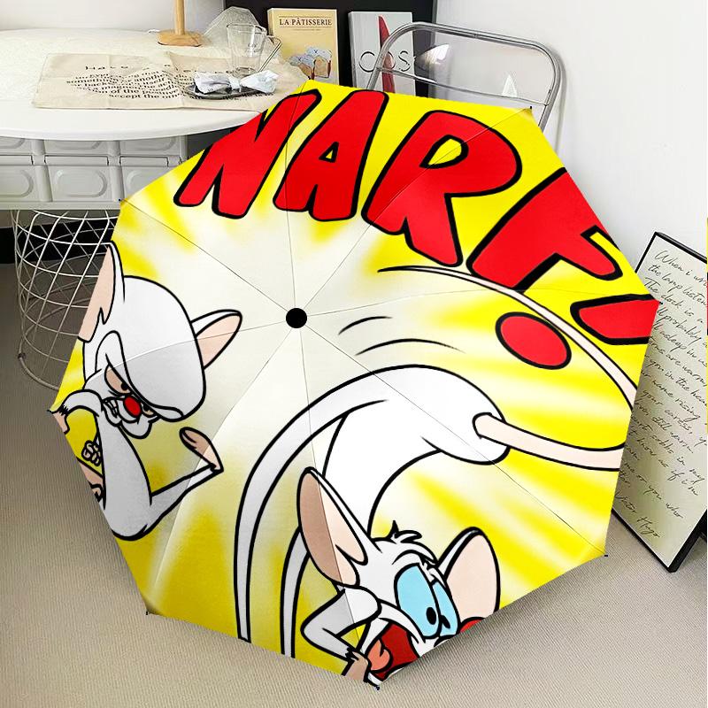 Pinky Brain Adventure Umbrella Folding umbrella, automatic umbrella 8-Frame for Travel, camping Use Gift for Halloween Christmas