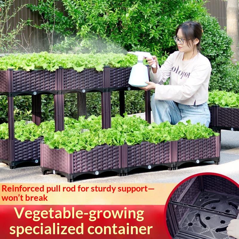 Outdoor Vegetable Planter Box Large Capacity Plant Growing Pot For Herb Tomato Vegetables Garden Balcony