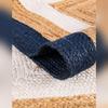 Aizza Trends Indian Handmade Braided Navy Blue & White Boder Natural Jute Area Rug- Jute Rug- Dining Room- Living Room