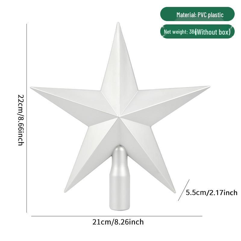 Electroplated 20CM Five-pointed Star Tree Topper for Christmas Decoration