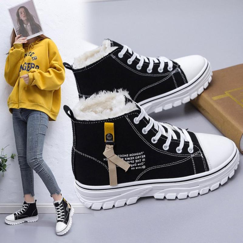 модные парусиновые зимние кроссовки женские повседневные туфли кроссовки на платформе — фото 3