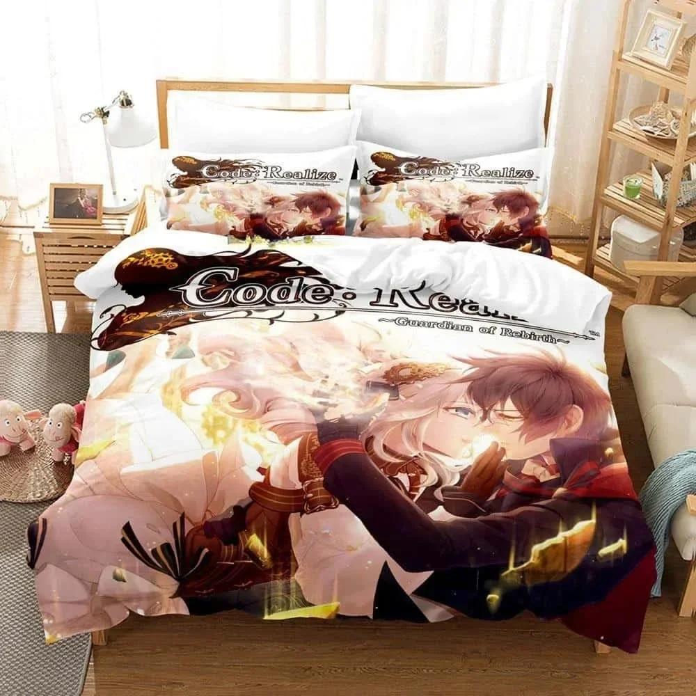 3D Print Anime Code Realize Guardian Of Rebirth Bedding Set Cartoon Anime Three-Piece Set Adult Kid Bedroom Duvet Cover Sets