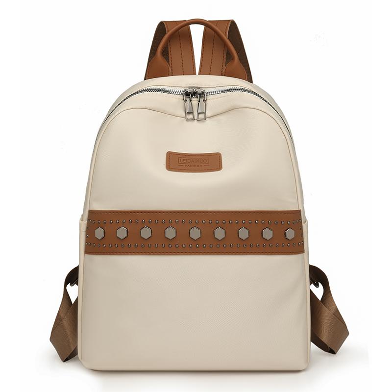 

Fashion Designer Travel Bag For Women’S Luxury Rivet Ornament Ladies Nylon Shoulder Bags Female Retro Color Blocking Backpack