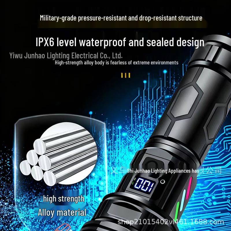 High-Lumen Rechargeable Aluminum Alloy Flashlight: Multi-Functional, Strong Light for Outdoor Use