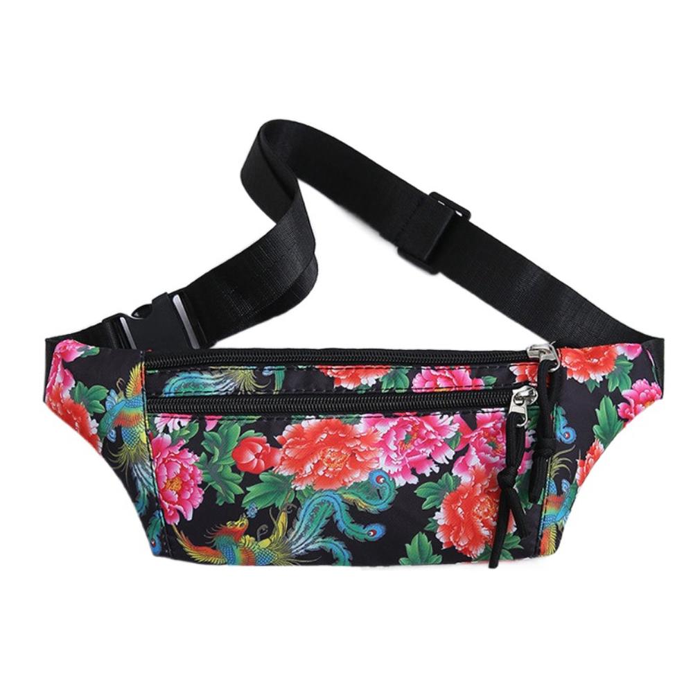 

Сумка кроссбоди на молнии Двухслойная Универсальная нагрудная сумка Ретро Цветочная поясная сумка Для бега