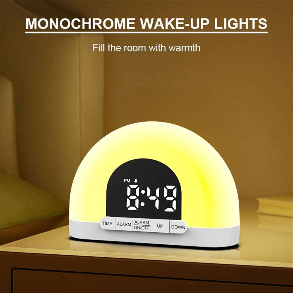 Simulation Sunrise Wake Up Light Digital Alarm Clock Intelligent Night Light for Bedroom