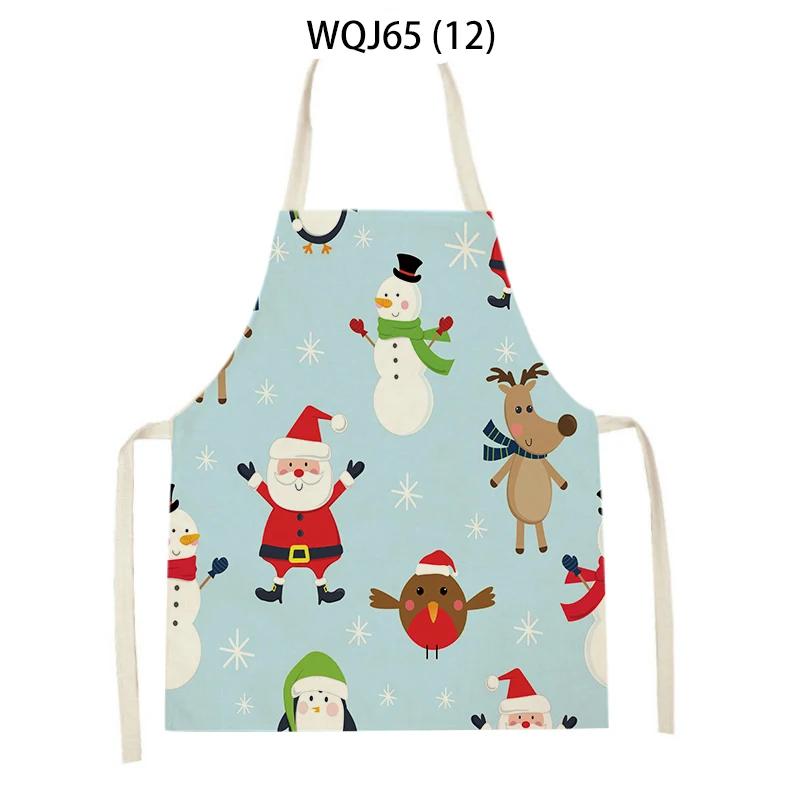 Christmas Apron Snowflake Tree Kitchen Apron Santa Claus Elk Snowman Print Aprons Dinner Party Cooking Apron Baking Accessories