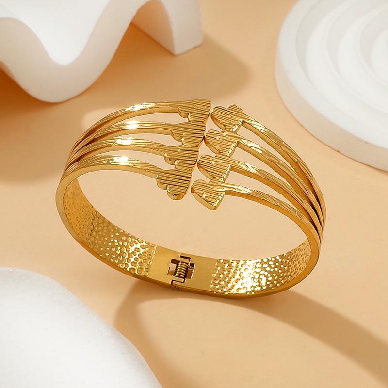 Gold-Plated Wheat Ear Open Cuff Bracelet for Women - Elegant and Versatile Titanium Steel Jewelry
