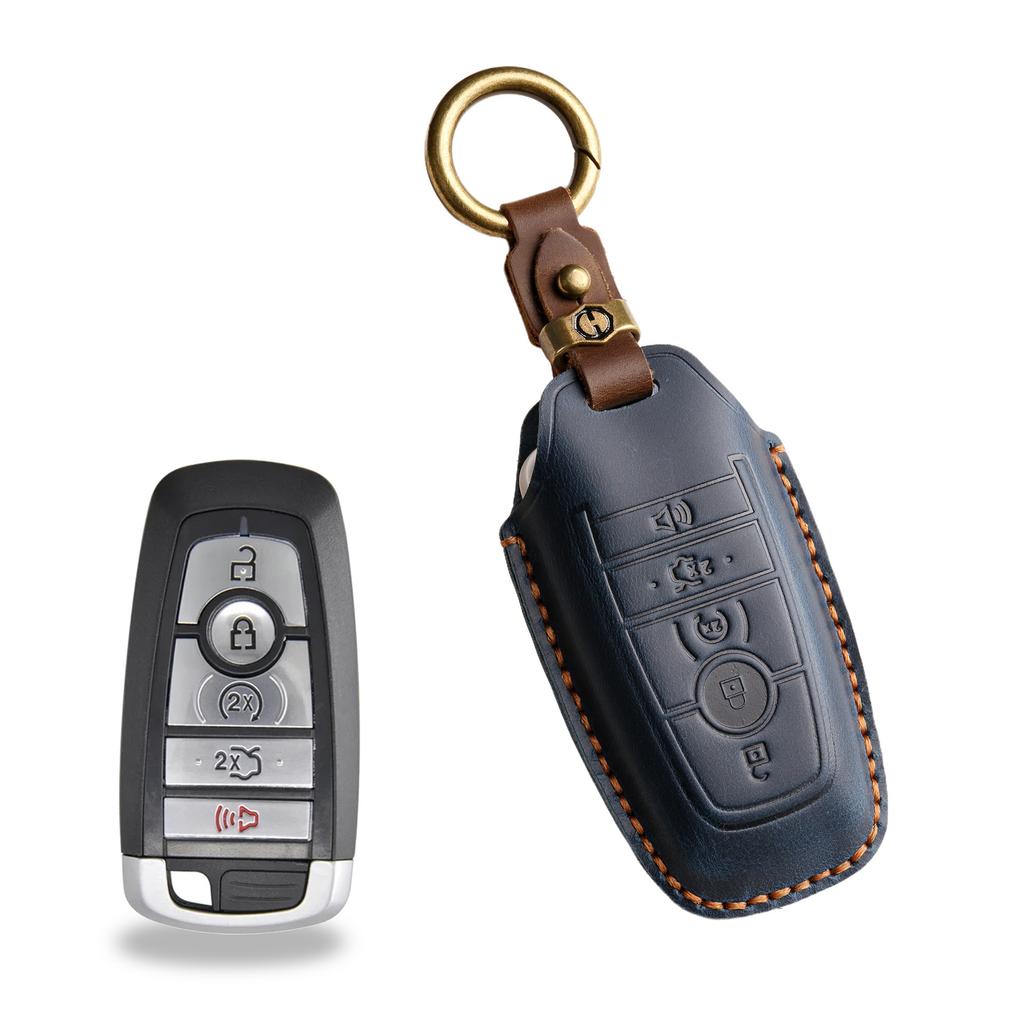 Retro Key Cover Is Suitable for Ford Focus Mondeo Cover, Sharp Edge Leather Shell, Pure Handmade Key Bag Chain.