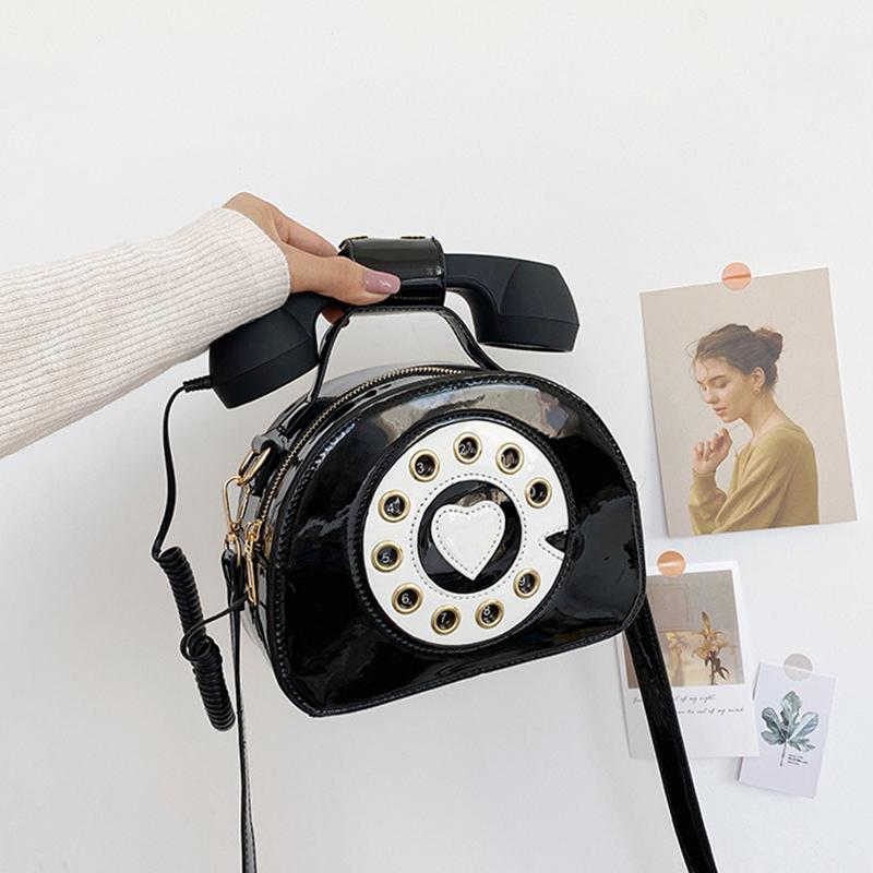 Geantă de umăr creativă Yogodlns pentru femei, în formă de telefon, geantă retro de designer din piele PU Poșete pentru telefon și geantă mică