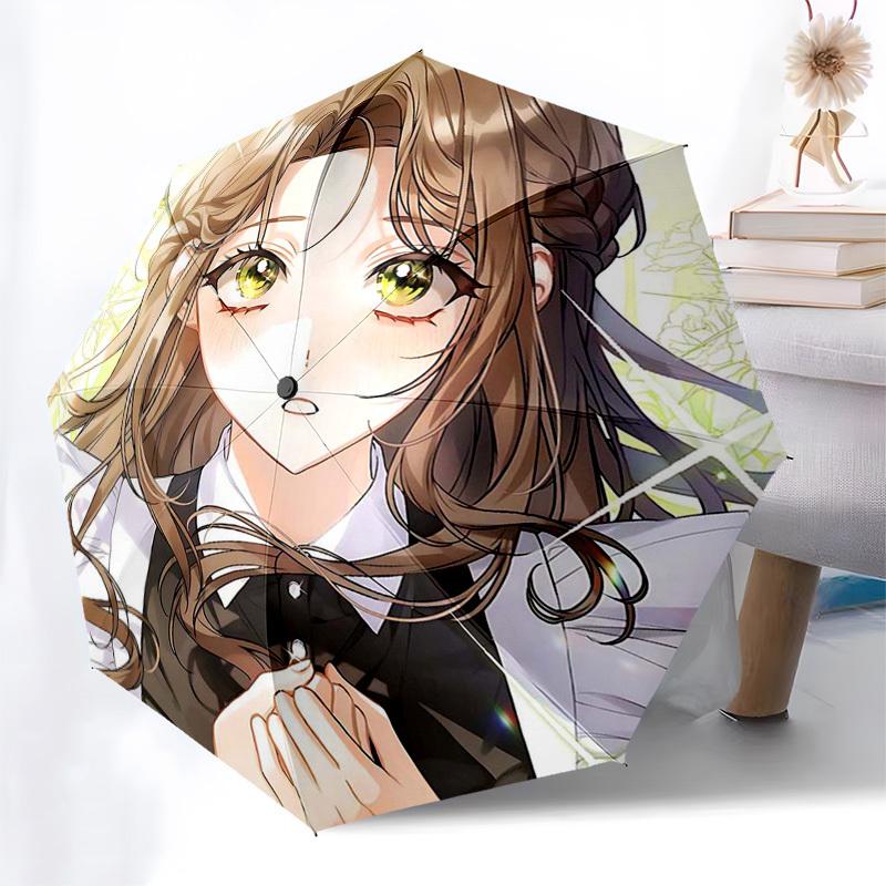 1pc Outdoor Umbrella with Cute Anime Girl Design - Automatic Opening/Closing, Portable 3-Fold Design, 8-Bone Iron Frame - Perfect Gift for Fans,