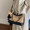 Vintage Niche Suede Bag, New Diamond Grid Versatile Crossbody Bag, Fashionable Contrasting Color Single Shoulder Armpit Bag