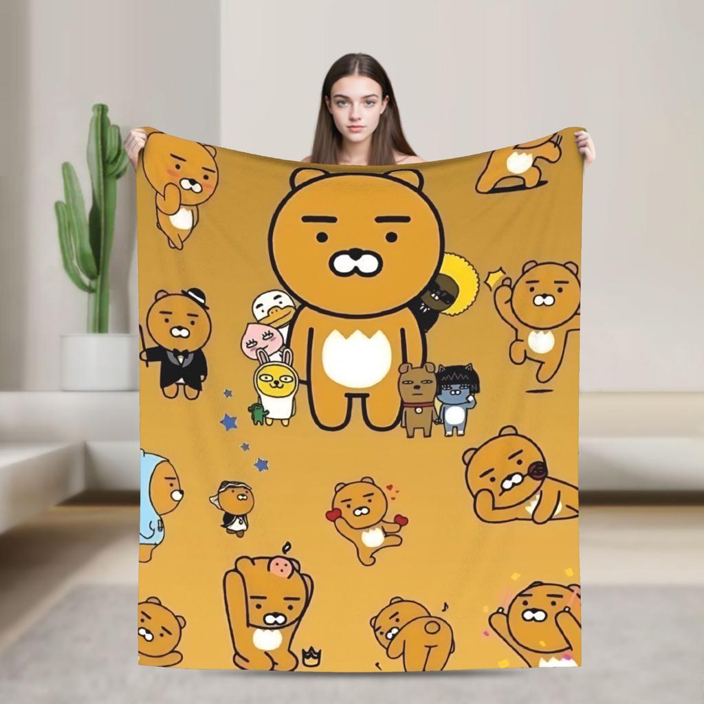 K-Kakaos F-Friends Tube Apeach Ryan Trio Blanket Quality Warm Throw Blanket Winter Picnic Home Decor Aesthetic Bedspread