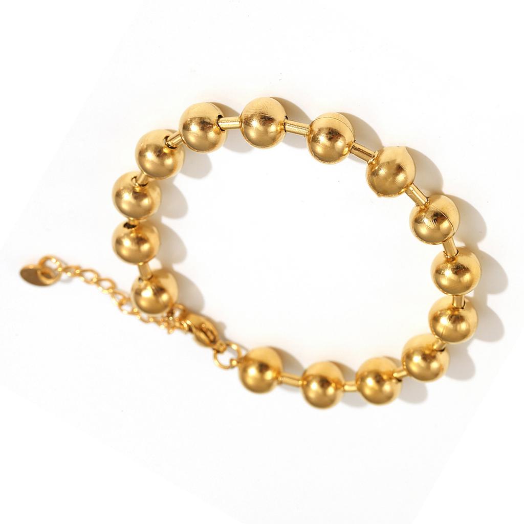 Unique Round Bead Chain Bracelet Sturdy Stainless Steel Jewelry With Smooth Finishes And Versatile Look