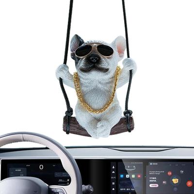 Room Mirror Accessories Decoration Car Accessories Car Stylish Bulldog Resin