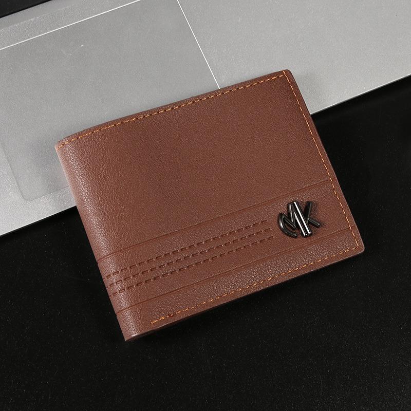 

Короткий мужской кошелек, мягкий кошелек в стиле бизнес-кэжуал, маленький кошелек большой вместимости для нескольких карт, мужской кошелек. коричневый