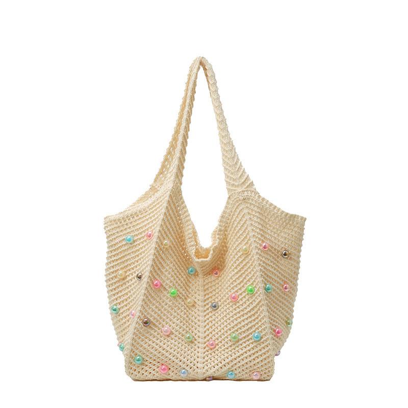 Baumwoll-Handstricktasche mit großer Kapazität und Schultergurt für Freizeit, Reisen und den täglichen Gebrauch