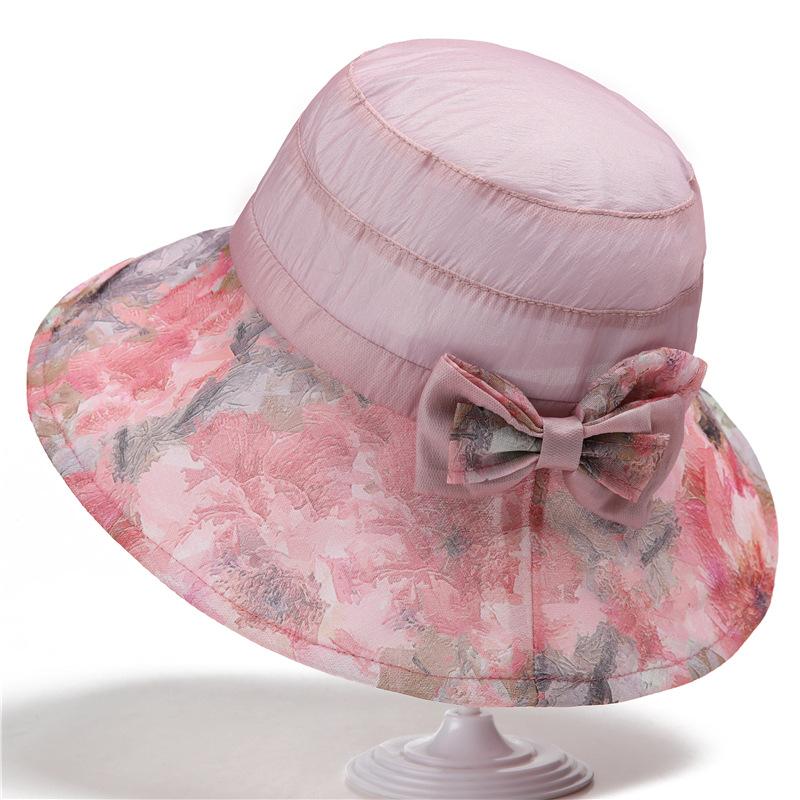 Eleganti Cappelli a Tesa Larga Floreali da Donna, Cappello a Secchiello Leggero e Traspirante per Primavera/Estate, Cappello da Pesca con Tesa Larga e Protezione UV con Dettaglio Floreale