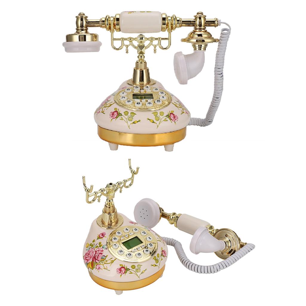 MS-9100 Round Base Ceramic European Rose Retro Telephone for Automatic Detection To FSK DTMF