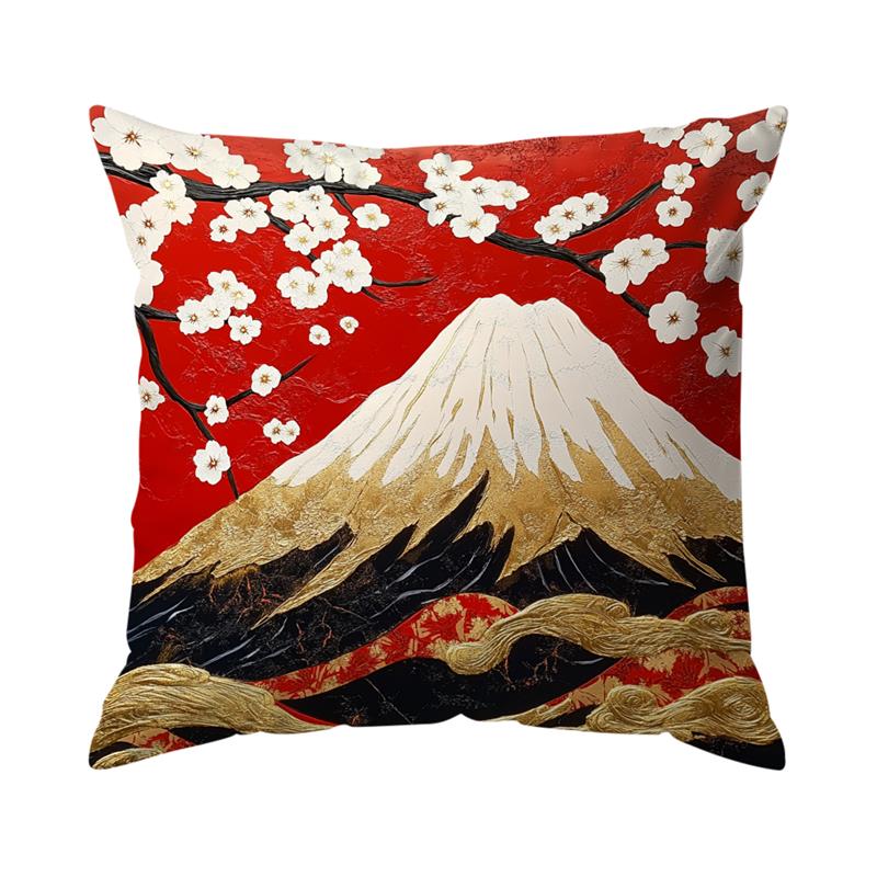 Home Decor Fuji Mountain & Cherry Blossom Pillow Covers Pattern Cushion Cover Suitable for Sofa Bedroom Car Pillow Cover