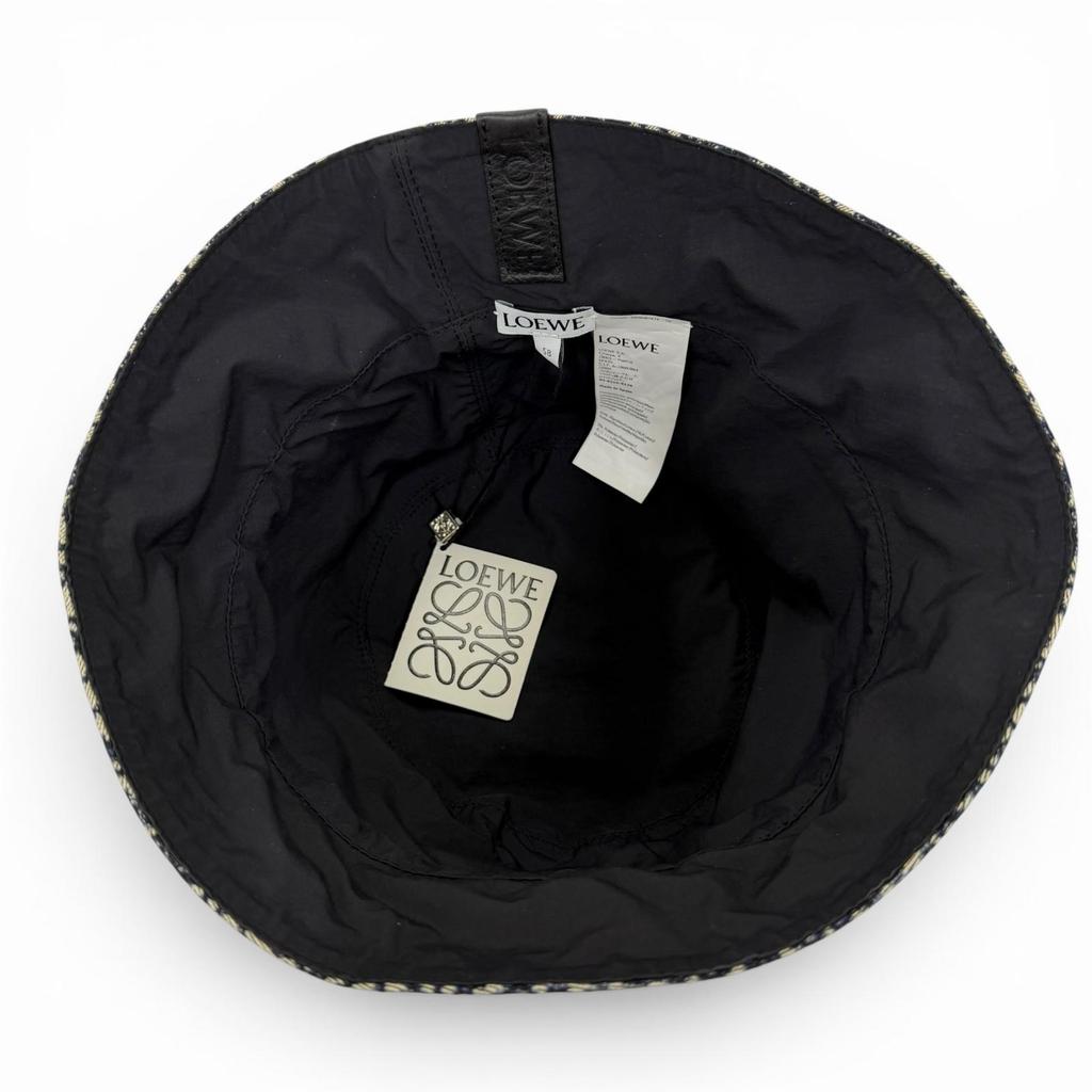 Pristine LOEWE hat Bucket bag with Anagram logo leather patch Navy 58 K820HB1X13 Used