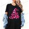 Women's Short Sleeve T-Shirt Pink Witch Hat Breast Cancer T-Shirts Breast Cancer Awareness Summer Outfits Women's Clothing Gift