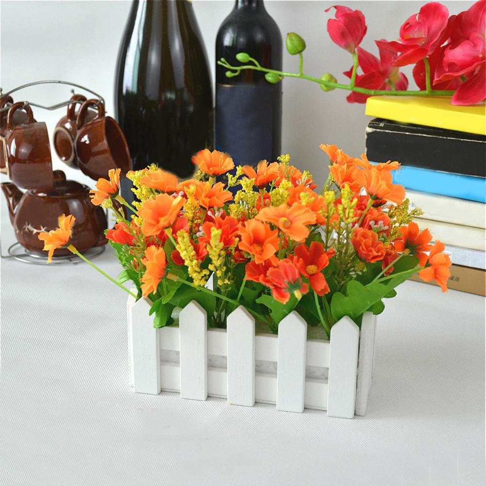 1 Bouquet Artificial Flowers Wooden Fence Garden DIY Stage Party Stage Decor Christmas Ornament