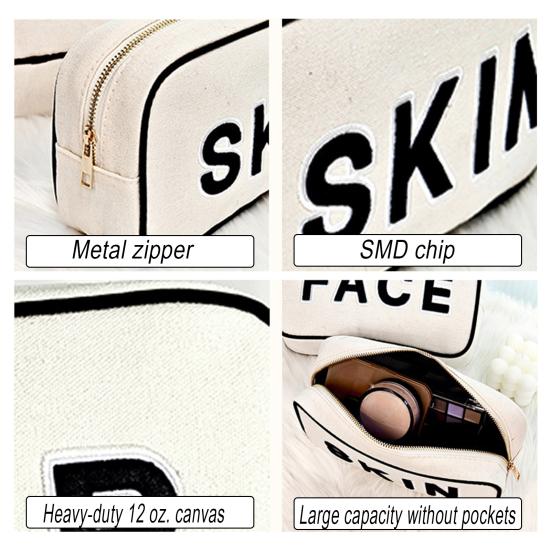 Large Capacity Cosmetic Bag Letter Print Handheld Cleansing Bag Lotion Eye Shadow Brushes Storage Bag