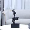 Boy Playing Trumpet Sculpture Modern Abstract Metal Smooth Ornamental Statue for Living