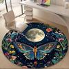 1pc Butterfly Moon Office Round Area Rug, Under Office Chairs Bedroom Living Room Home Decor, Room Deco