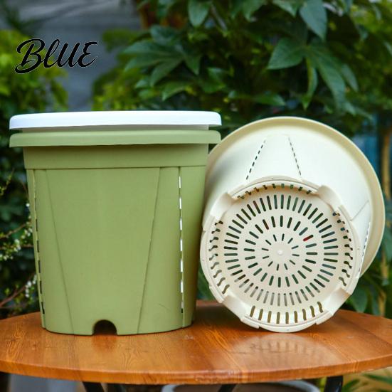 Durable Balcony Herb Planters Resin Flowerpot with Drainage Holes And Saucer Breathable Plant Pot for Indoor Outdoor High Efficiency Nutrient