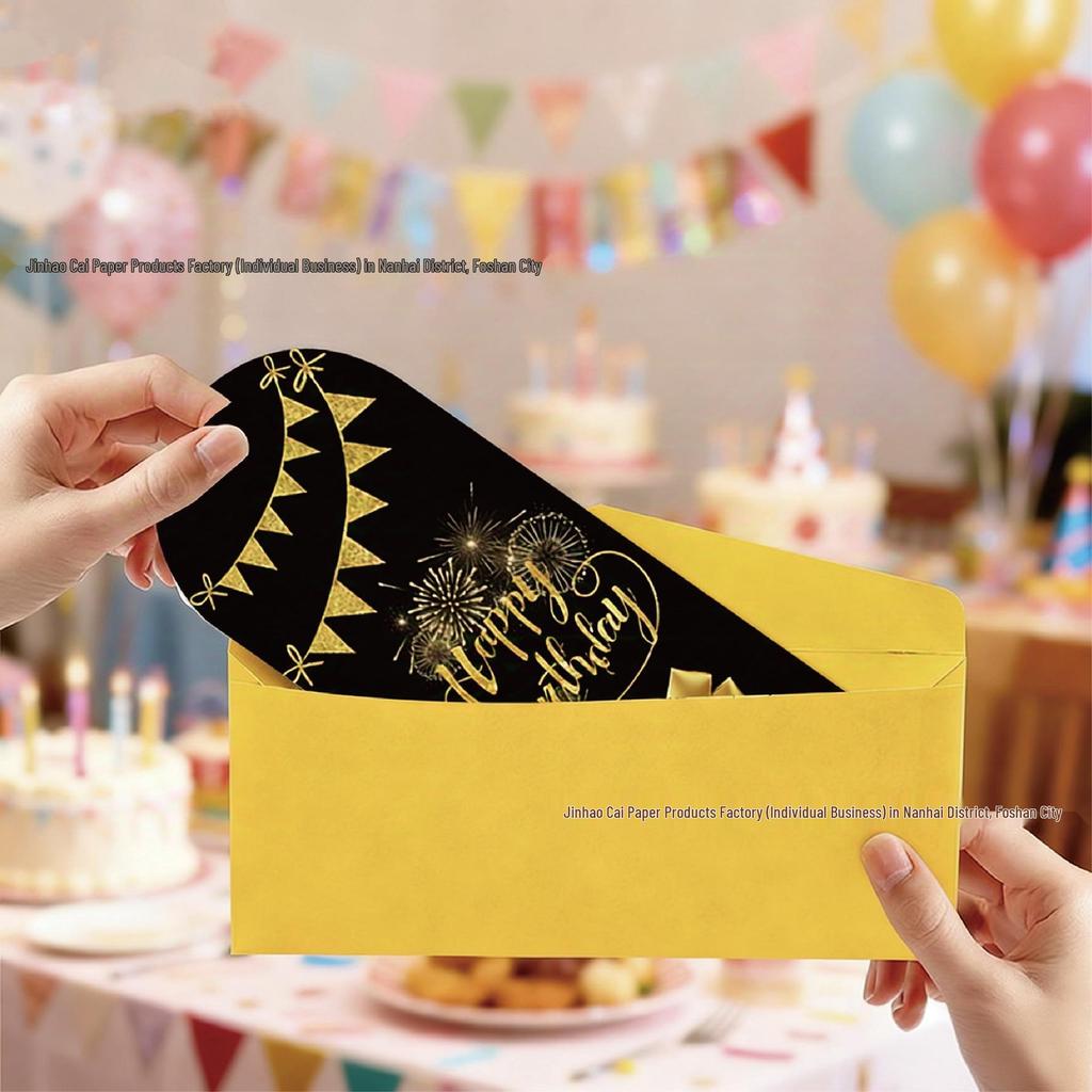 New Black Gold Series Birthday Card: High-End Foldable Handwritten Greeting for Gifts