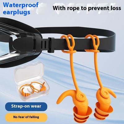 Swim Ear Plugs With Rope Silicone Waterproof Anti-noise Pool Swimming Earplugs Water Sports Accessories Swim Swimming Ear Plugs